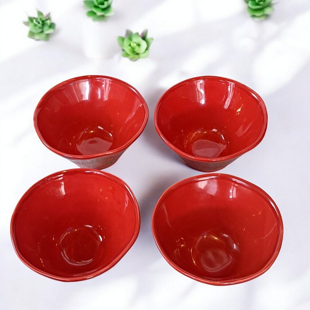 Pallini By Vietri Coupe Cereal BowlSet of 4 Vietri PALLINI HOLIDAY Red Cereal - Picture 5 of 8